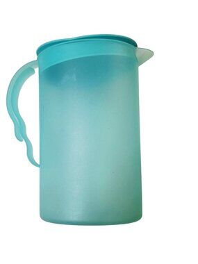 Frosted Aqua Plastic Pitcher Matte Finish with Lid and Handle - 8.5" Tall - 8-Cu